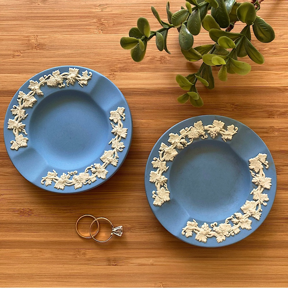 Vintage Blue Jasperware Wedgwood Ashtrays